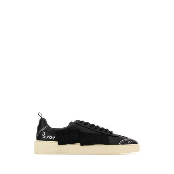 Dsquared Men Black Leather Rider Sneakers